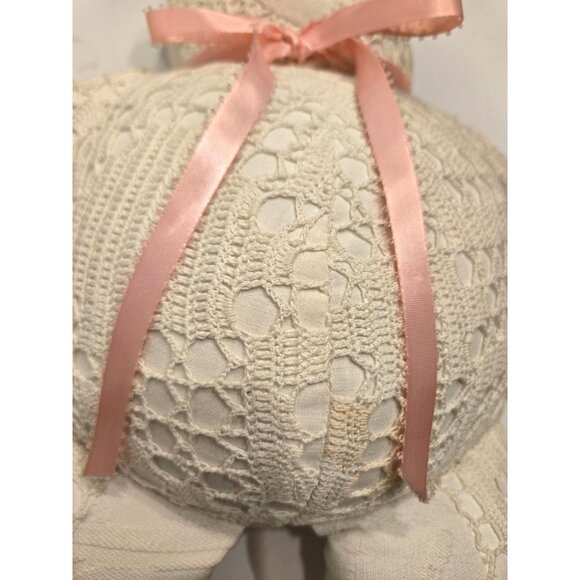 Absolutely Super Cute /Cream /Cotton Lace & Ribbon Patchwork Bear - Wedding. Bab - Picture 6 of 11